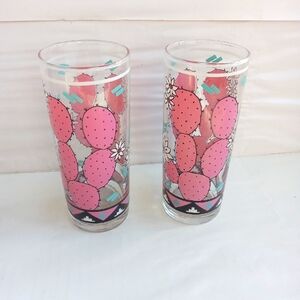 Set of 2 cup glasses cactus print